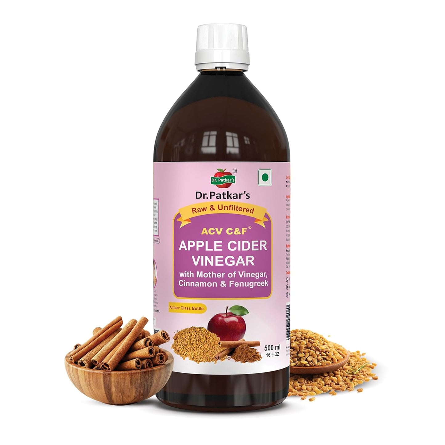 Dr. Patkar's Apple Cider Vinegar with Cinnamon & Fenugreek | Unfiltered & Undiluted | Suit