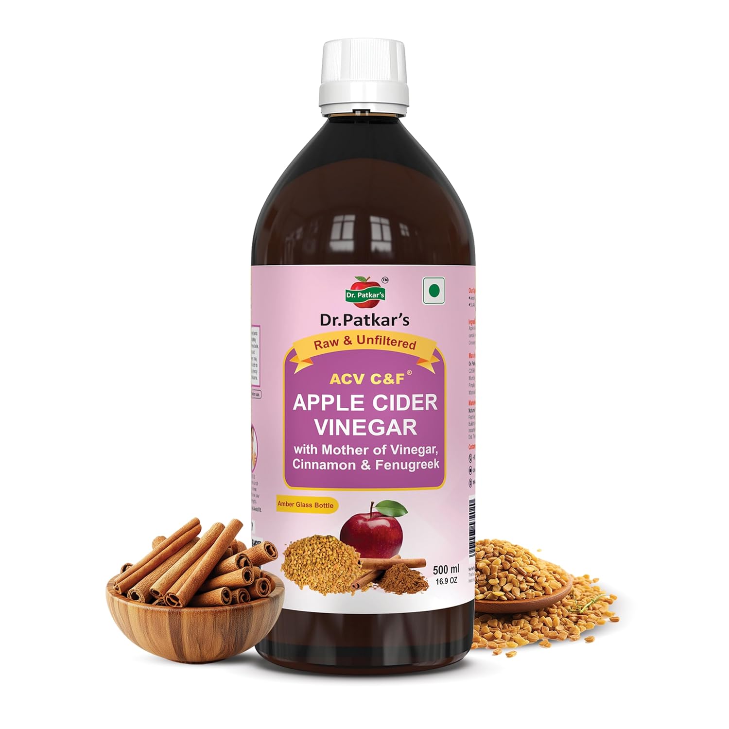 Dr. Patkar's Apple Cider Vinegar with Cinnamon & Fenugreek | Unfiltered & Undiluted | Suit