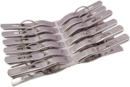 iKonbi Stainless Steel Multipurpose/Cloth Clip/Cloth Pegs/Laundry/Home Pack of 12 Pcs