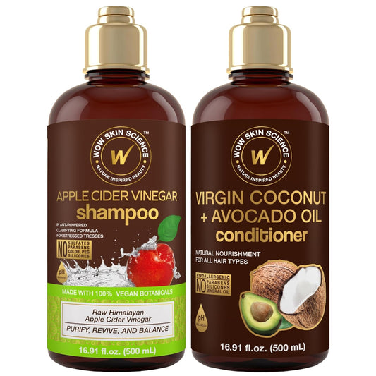 WOW Apple Cider Vinegar Shampoo & Avocado Conditioner Set: 500 ml