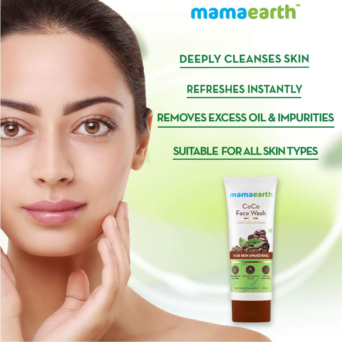 Mamaearth CoCo FaceWash: Coffee & Cocoa, 100 ml
