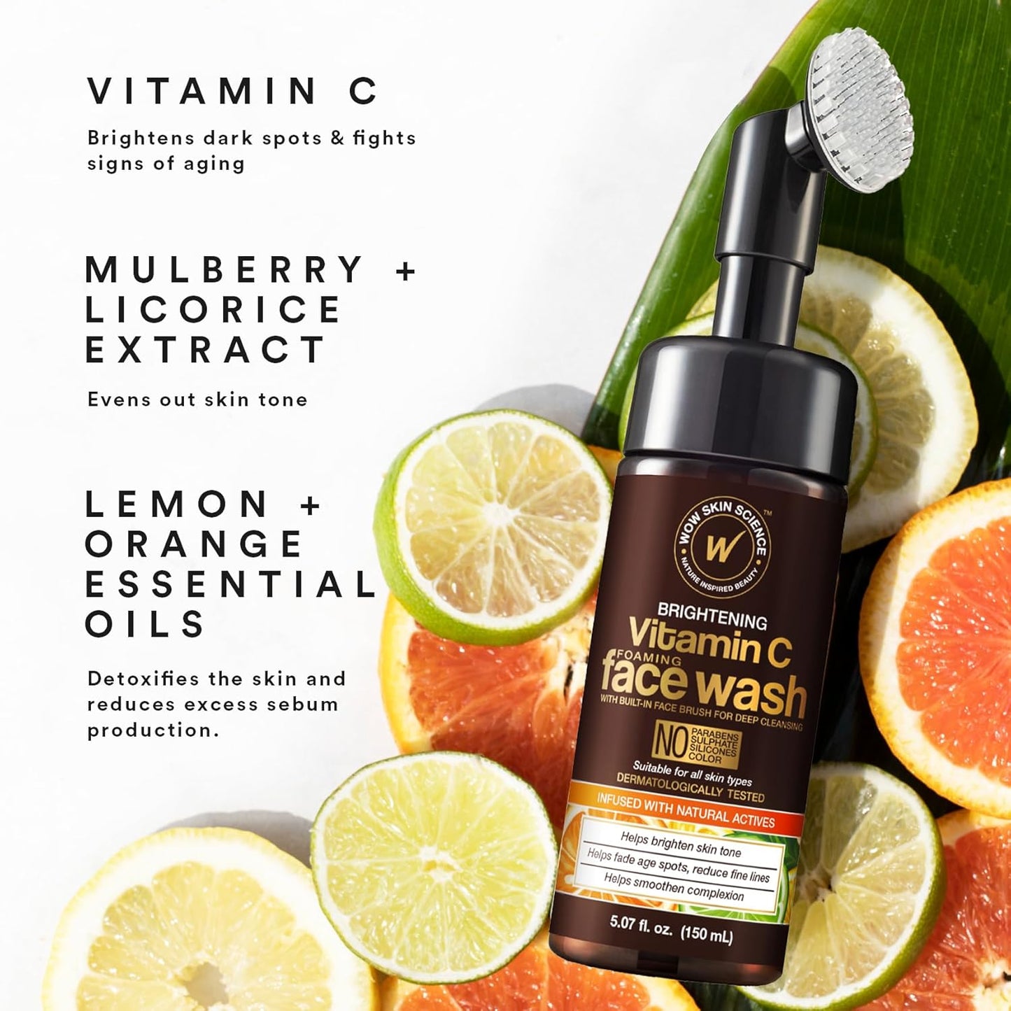 WOW Vitamin C Face Wash with Face Brush: 150 ml