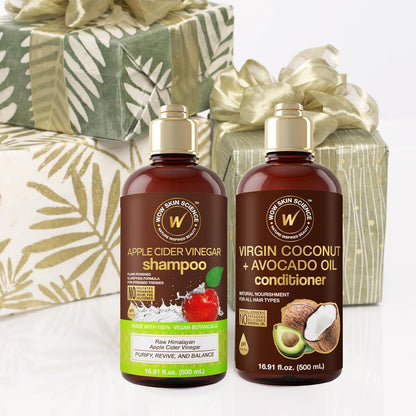 WOW Apple Cider Vinegar Shampoo & Avocado Conditioner Set: 500 ml each