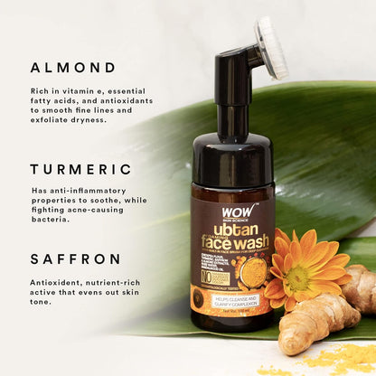 WOW Ubtan Foaming Facial Cleanser: 100 ml with brush