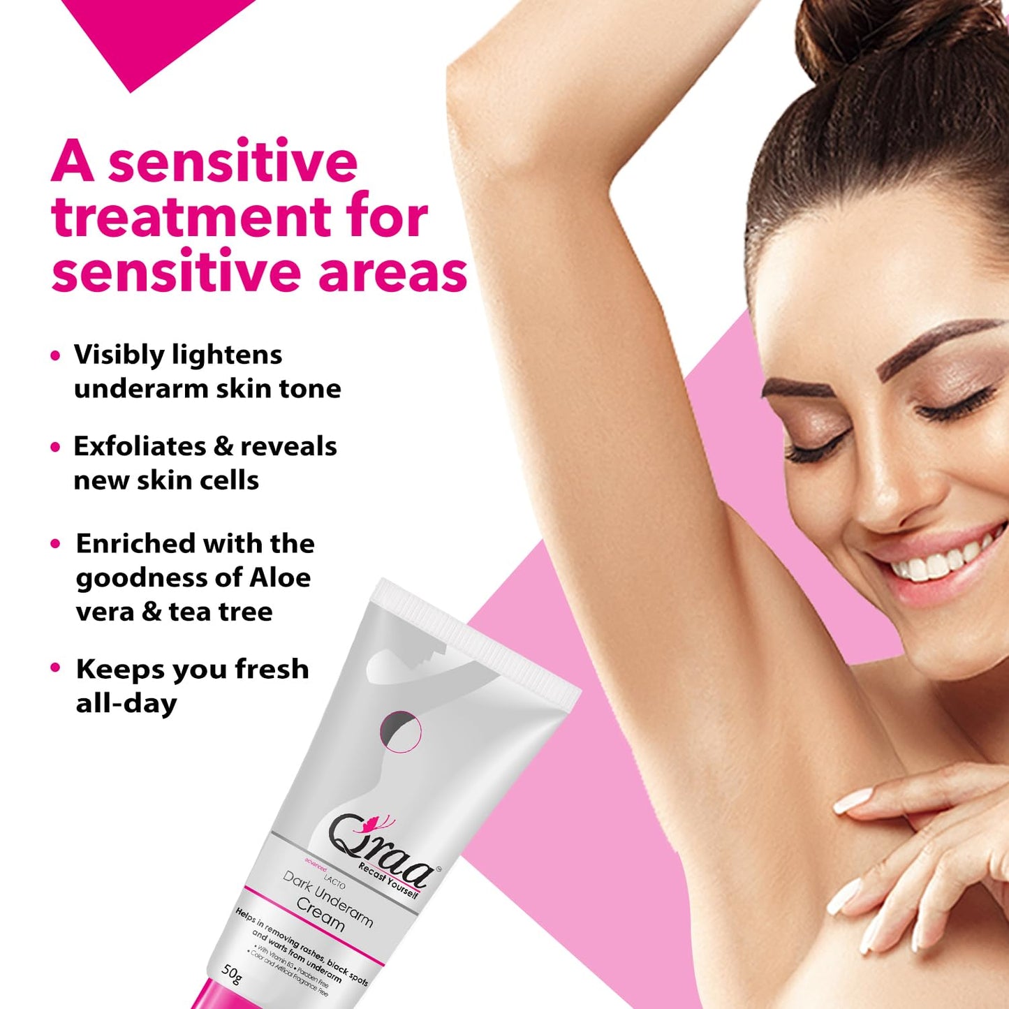 Qraa Lacto Dark Underarm Whitening Cream: 50 g
