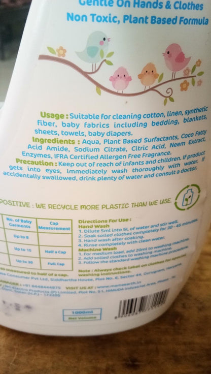 Mamaearth Plant-Based Baby Laundry Liquid Detergent: 200 ml