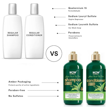 WOW Green Tea & Tea Tree Shampoo & Conditioner Set: 500 ml each