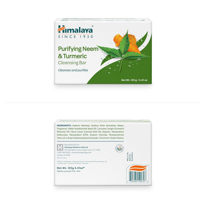 Himalaya Purifying Neem & Turmeric Cleansing Bar for Clean and Healthy Looking Skin, 4.41 Oz/125 gm (6 Pack)