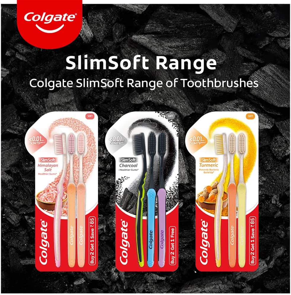 Colgate Slim Soft Charcoal Toothbrush: 4 pcs