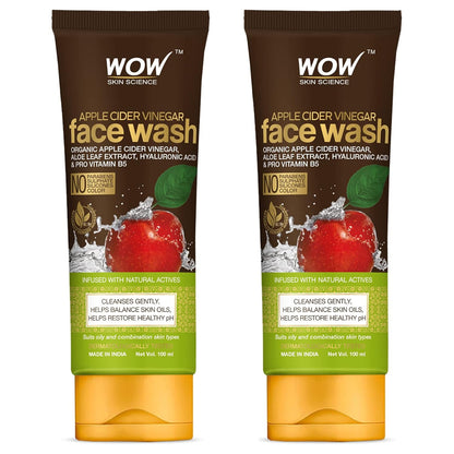 WOW Apple Cider Vinegar Face Wash: Pack of 2, 100 ml