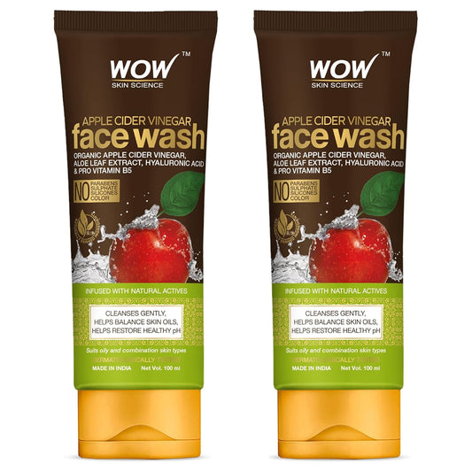WOW Apple Cider Vinegar FaceWash: Pack of 2, 100 ml