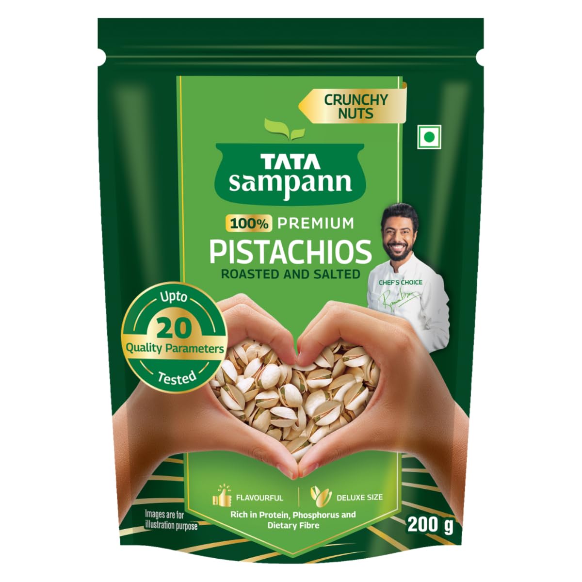 Tata Sampann 100% Pure Premium Pistachios Roasted & Salted, 200G
