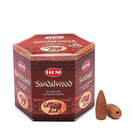 Hem Sandalwood Backflow Brown Incense Cones