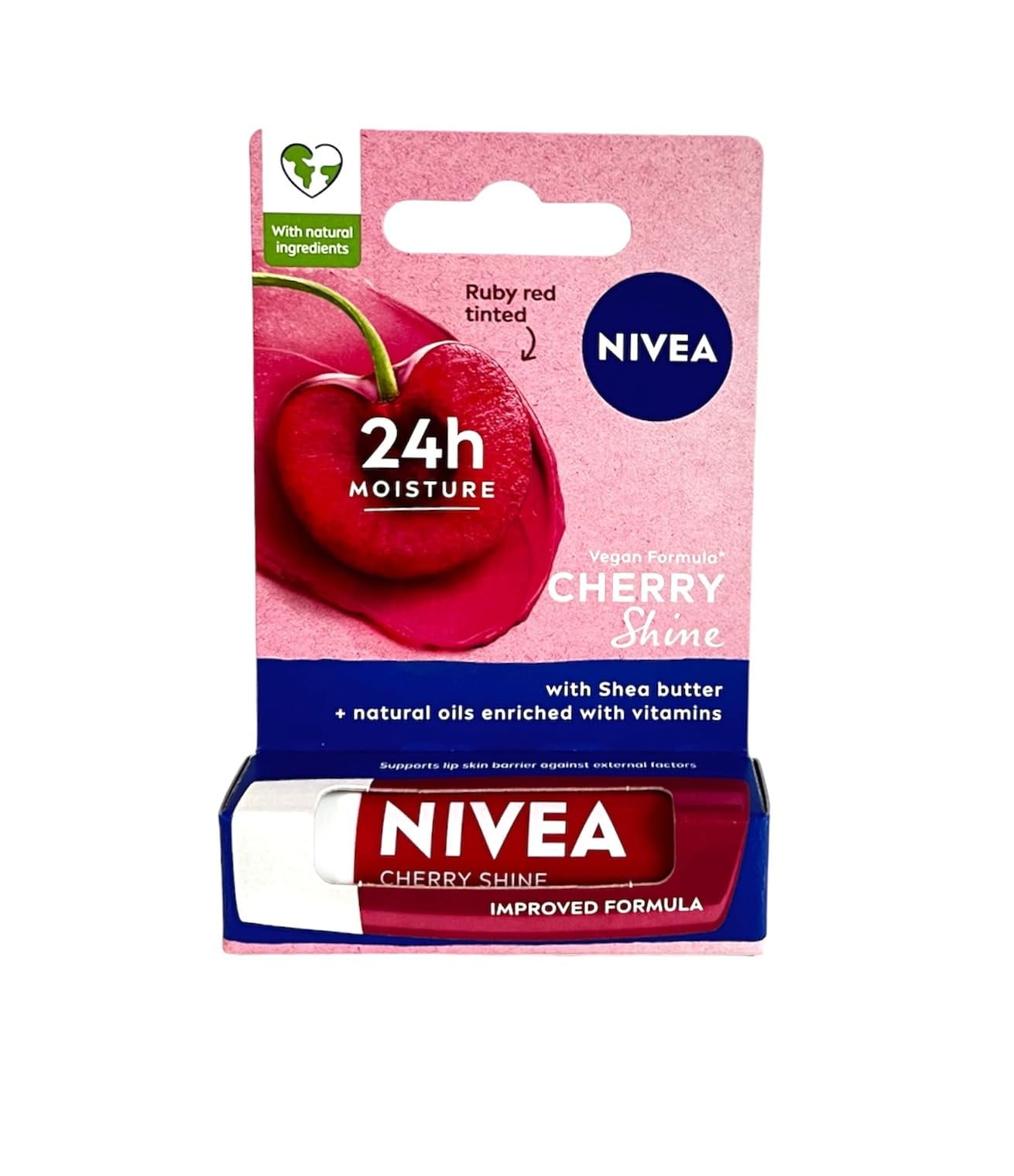 Nivea Cherry Shine Caring LipBalm - Long Lasting Moisturisation - 4.8g