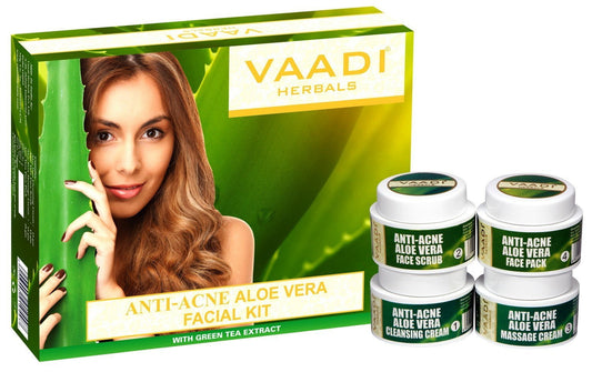 Vaadi Herbals Anti Acne Aloe Vera Facial Kit with Green Tea Extract, 70g