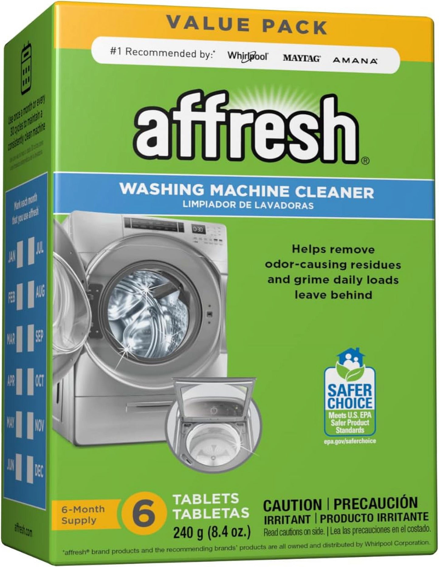 Washing Machine Cleaner, Cleans Front Load and Top Load Washers, Including HE, 6 Tablets