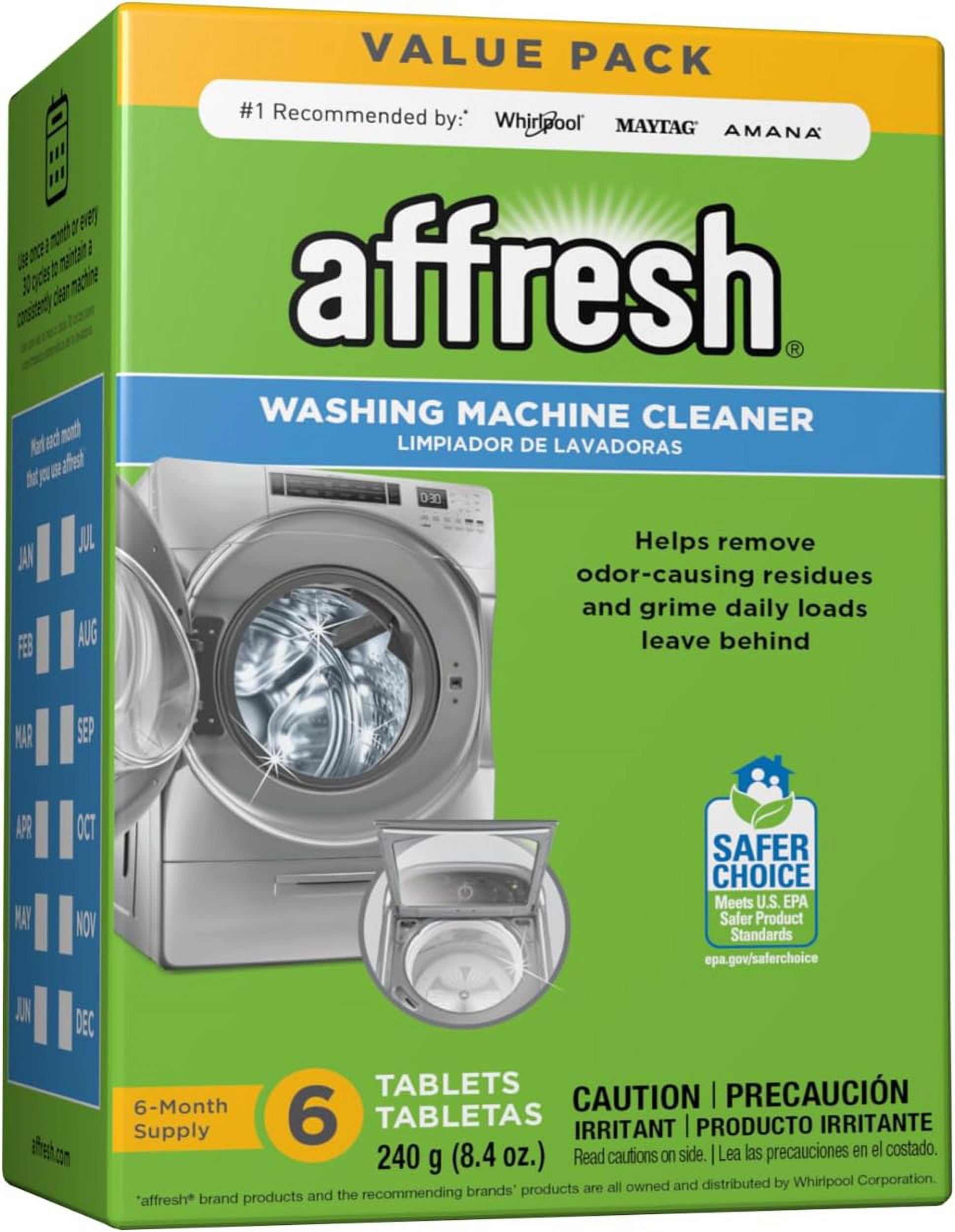 Washing Machine Cleaner, Cleans Front Load and Top Load Washers, Including HE, 6 Tablets