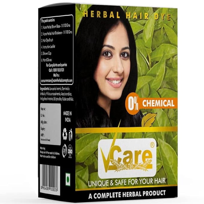 VCare Natural Herbal Hair Dye Powder for Men and Women|Apply for Dry Hair Black Color Boos