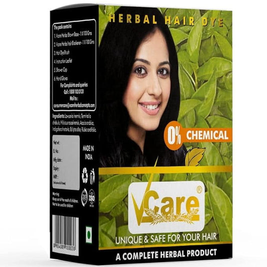 VCare Natural Herbal Hair Dye Powder for Men and Women|Apply for Dry Hair Black Color Boos