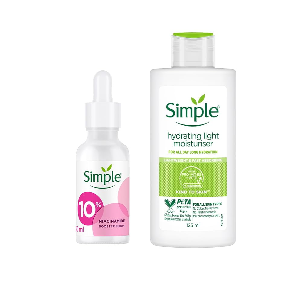 Simple Kind To Skin Hydrating Light Moisturiser 125 Ml & Booster Serum 10% Niacinamide Pro