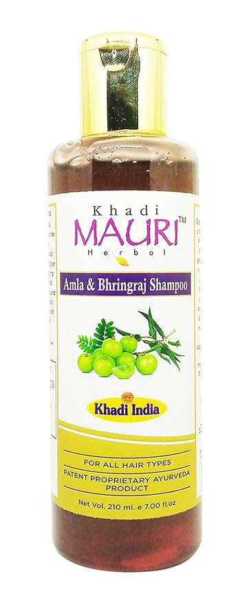 Khadi Mauri Herbal Amla and Bhringraj Herbal Shampoo - Prevents Hairfall & Damage 210 ML