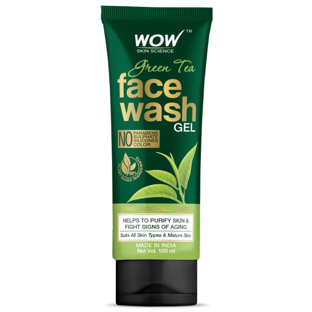 Wow Skin Science Green Tea FaceWash Gel - Contains Green Tea, Aloe Leaf Extracts, Pro-Vita