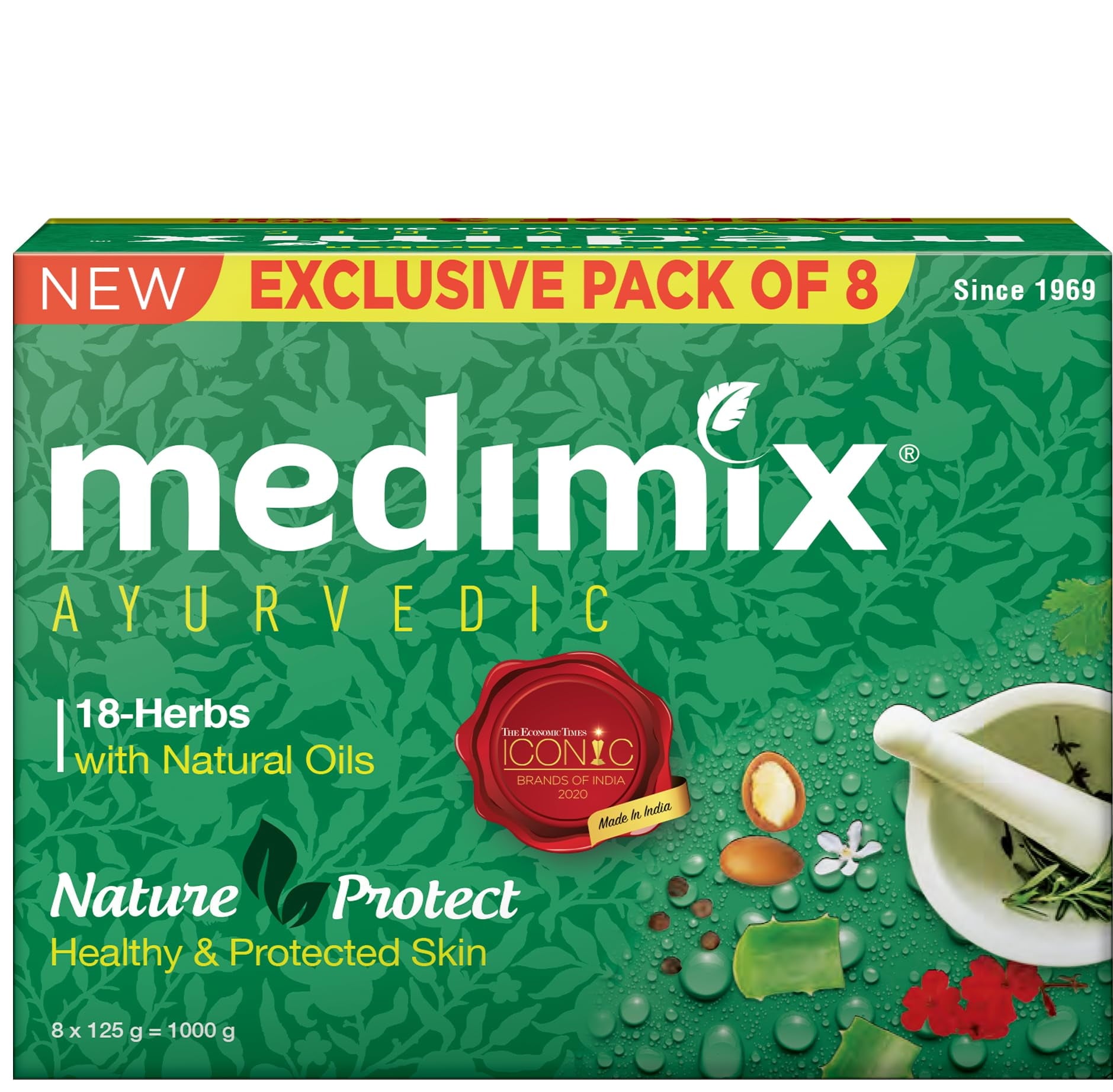 Medimix Ayurvedic Classic 18 Herbs Soap, 125 g (Pack of 8)