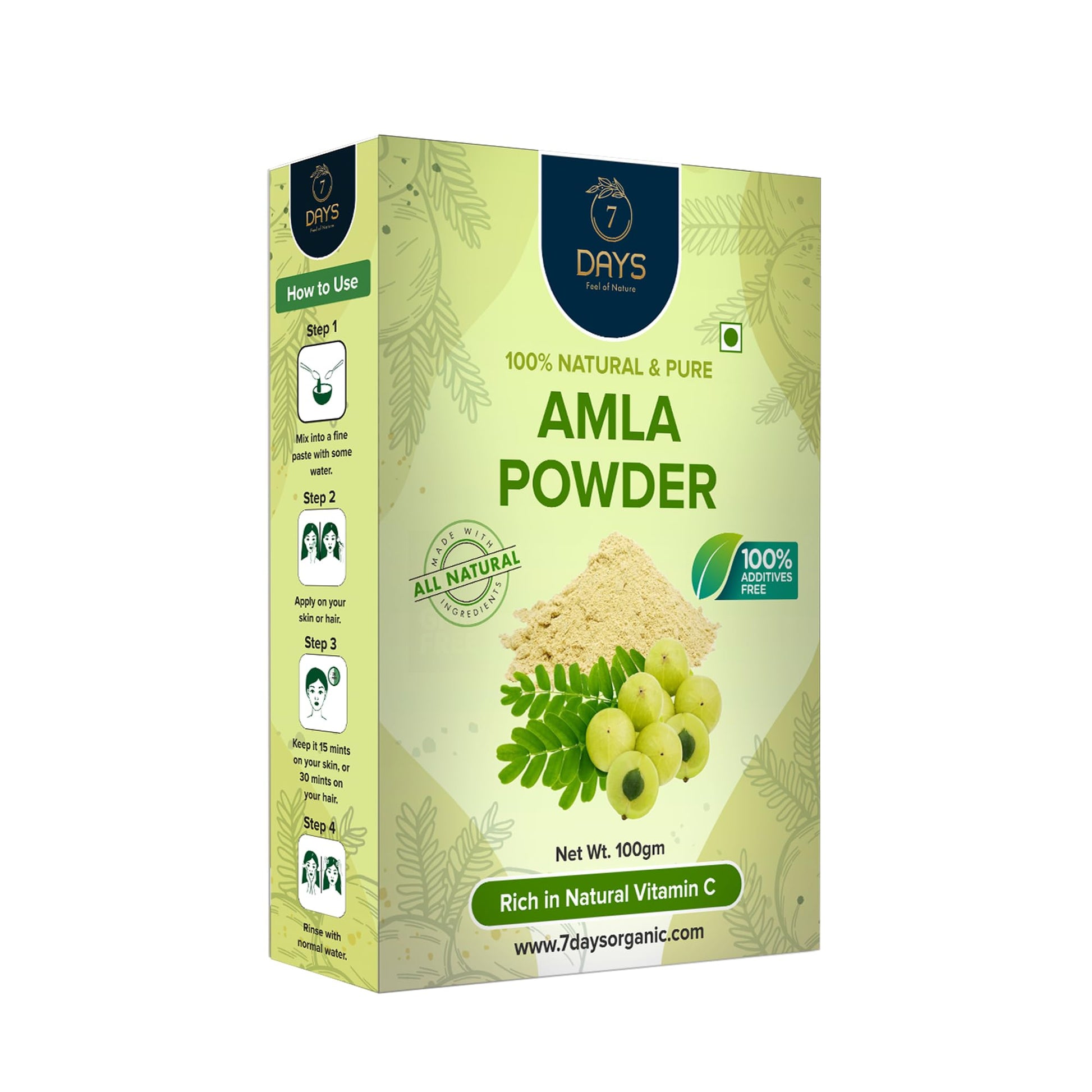 7 Days Amla Powder For Skin & HairCare, Pure & Natural Gosseberry Powder | 100% Pure, Natu