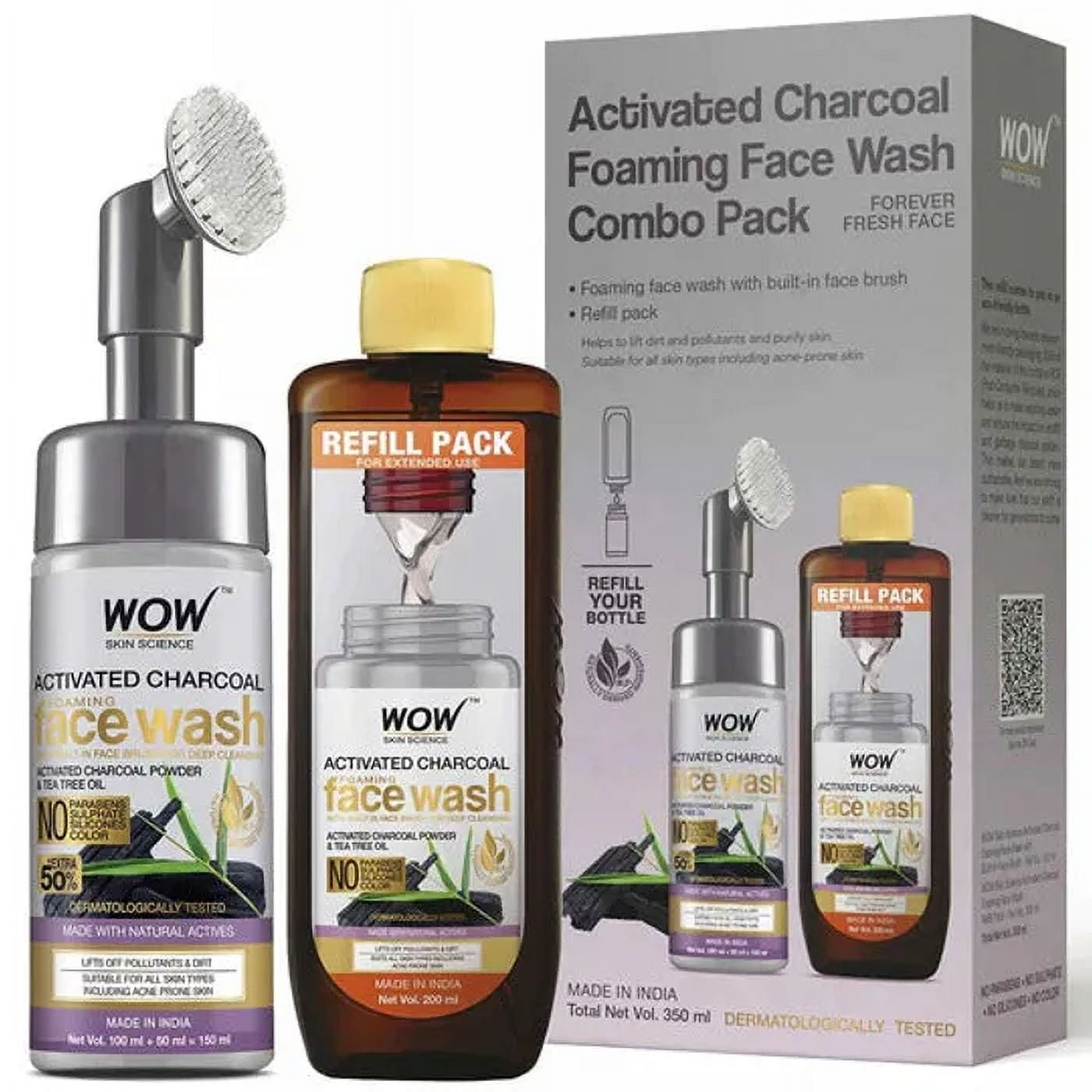 Wow Skin Science Activated Charcoal FaceWash 350ml