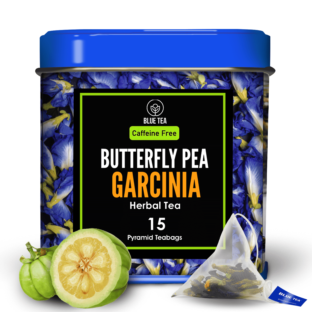 BLUE TEA - Butterfly Pea Flower Garcinia Herbal Tea | 30 Pyramid Tea Bags - Caffeine free