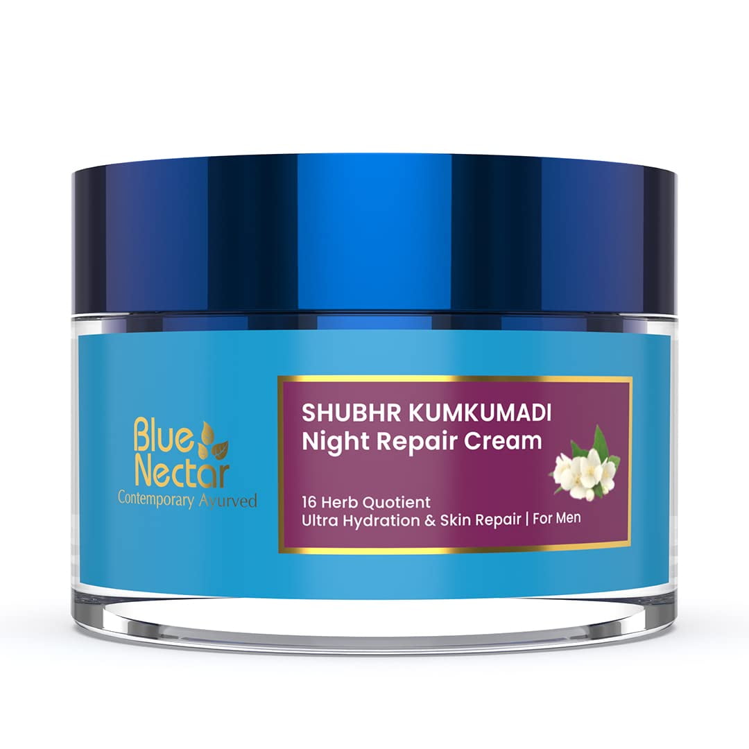 Blue Nectar Ayurvedic Anti Aging NightCream for Men to reduce fine lines and wrinkles | Sk