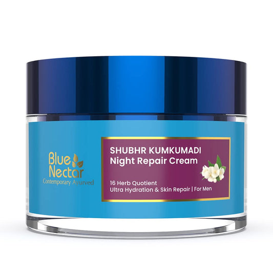 Blue Nectar Ayurvedic Anti Aging NightCream for Men to reduce fine lines and wrinkles | Sk