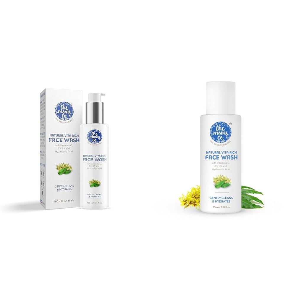 The Moms Co. Natural Vita Rich FaceWash | All Skin Types | With Vitamins C, B3 B5, Neem Extract and Witch Hazel (100ml)