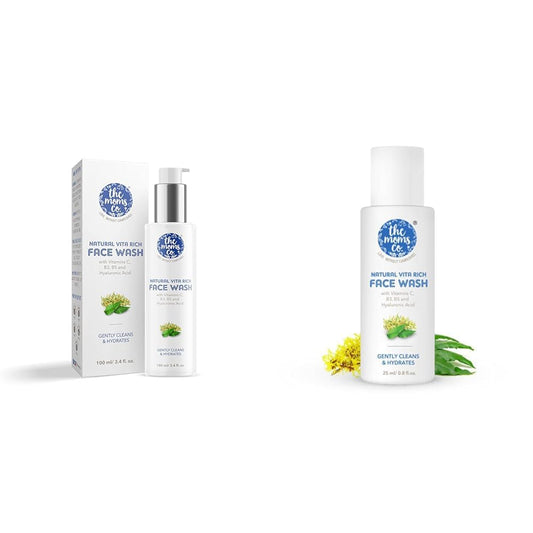 The Moms Co. Natural Vita Rich FaceWash | All Skin Types | With Vitamins C, B3 B5, Neem Extract and Witch Hazel (100ml)