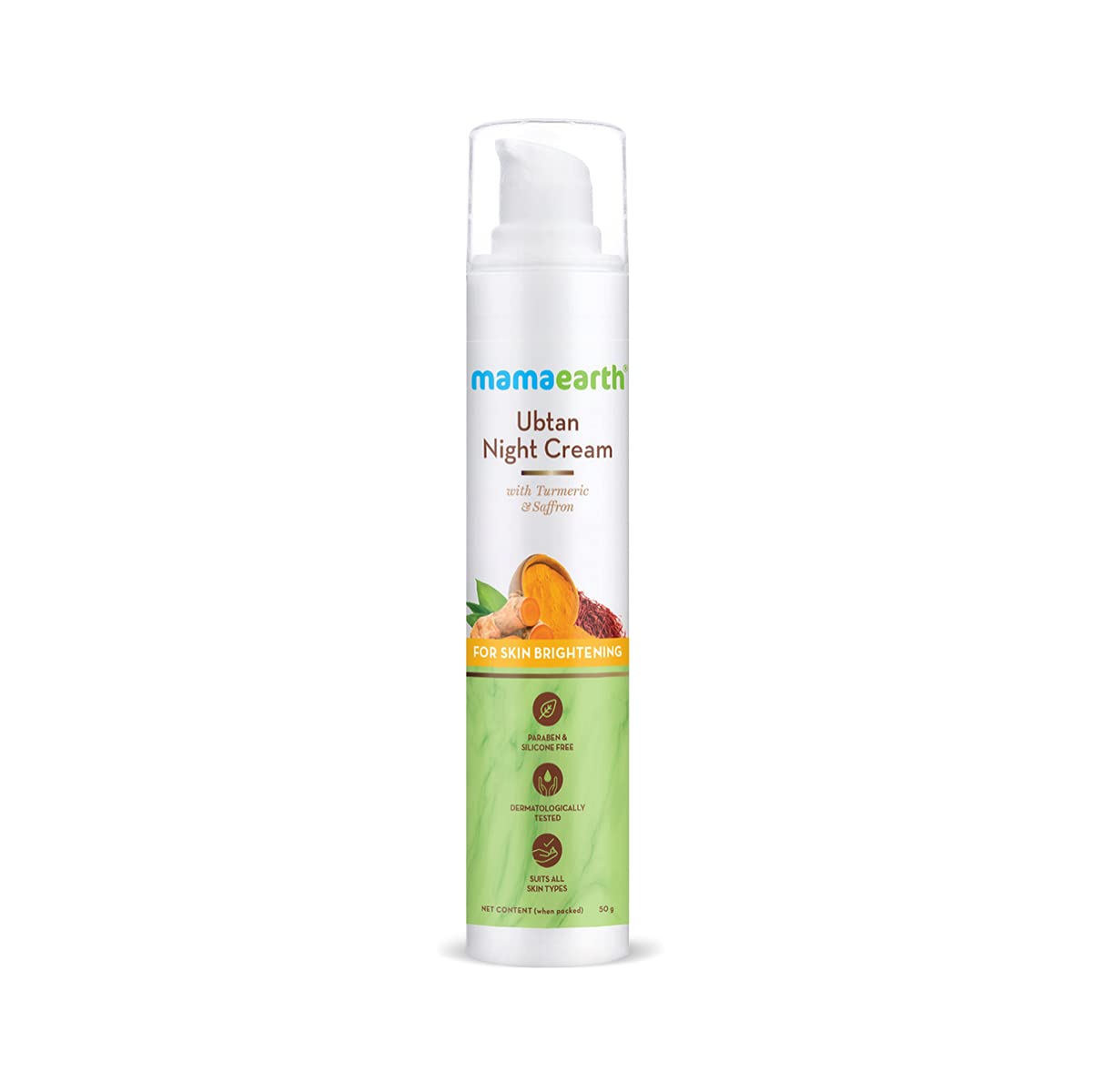 Mamaearth Ubtan NightCream: Turmeric & Saffron, 50 g