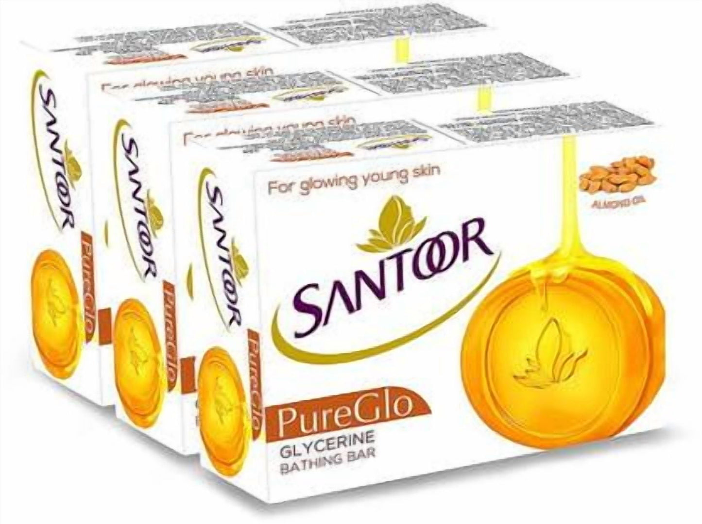 Santoor Pureglow Bathing Bar with Almond Oil & Glycerine Soap 3Nx125g