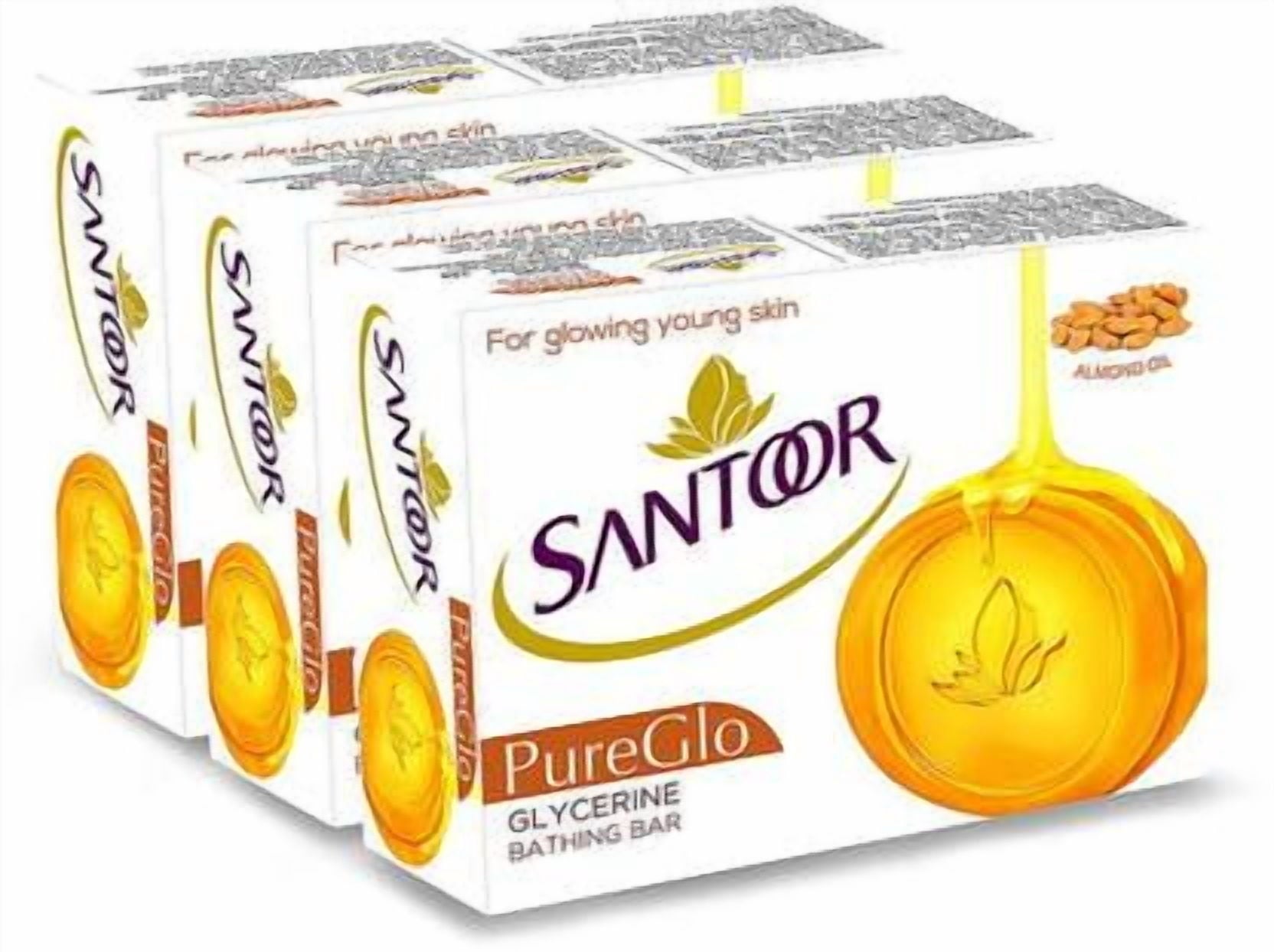 Santoor Pureglow Bathing Bar with Almond Oil & Glycerine Soap 3Nx125g