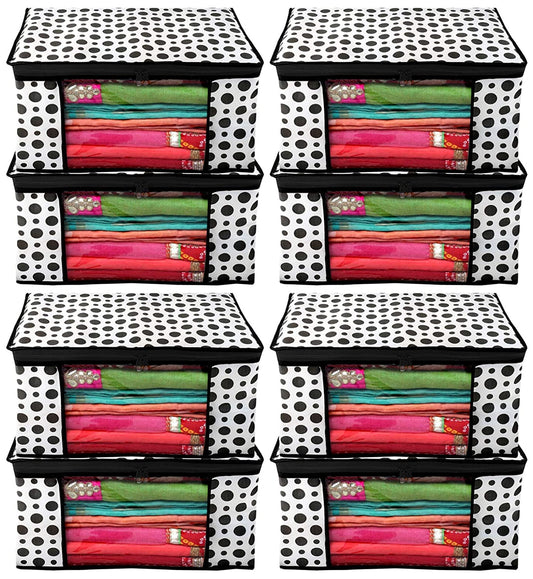 Kuber Industries Polka Dots Design 8 Piece Non Woven Fabric Saree Cover