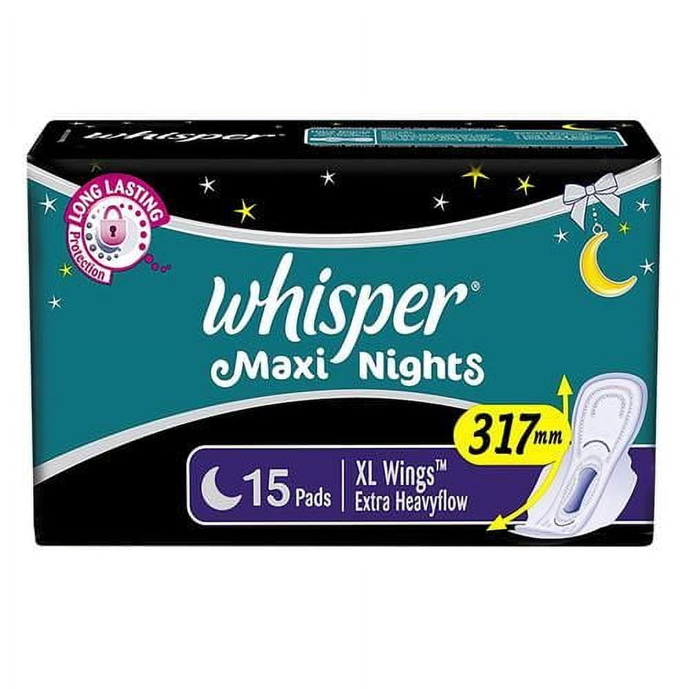 Whisper Maxi Nights Sanitary Pads for Women, XL,