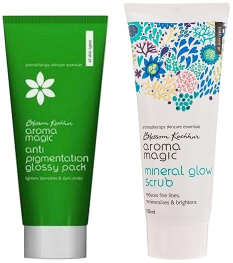 Aroma Magic Anti Pigmentation Glossy Pack,100g and Aroma Magic Mineral Glow Scrub, 100ml
