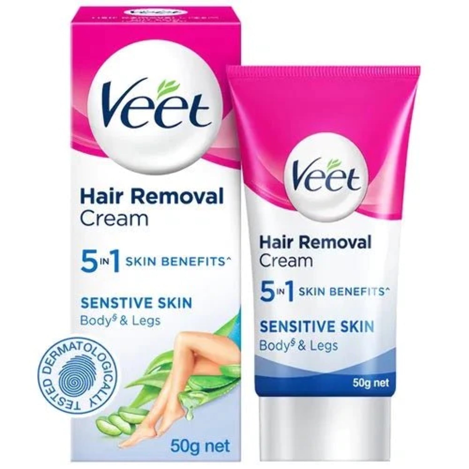 Veet Hair Removal Cream 5in1 Skin Benefits Sensitive Skin Body & Legs 50g