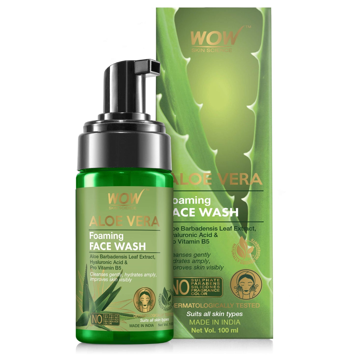 Wow Skin Science Aloe Vera Foaming FaceWash - With Aloe Vera Extract & Vitamin B5 - for Cl