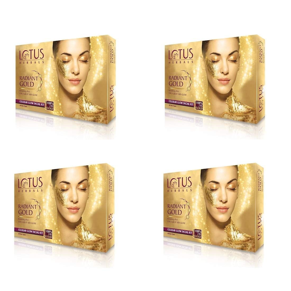 Lotus Herbal Radiant Gold Cellular Glow Facial Kit, 37g x 4 = 148g