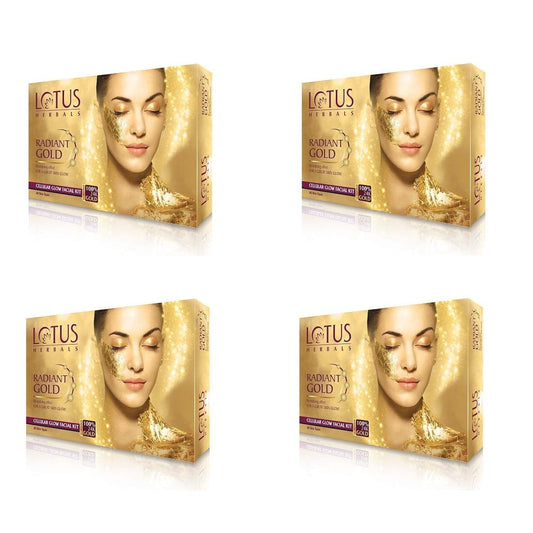 Lotus Herbal Radiant Gold Cellular Glow Facial Kit, 37g x 4 = 148g
