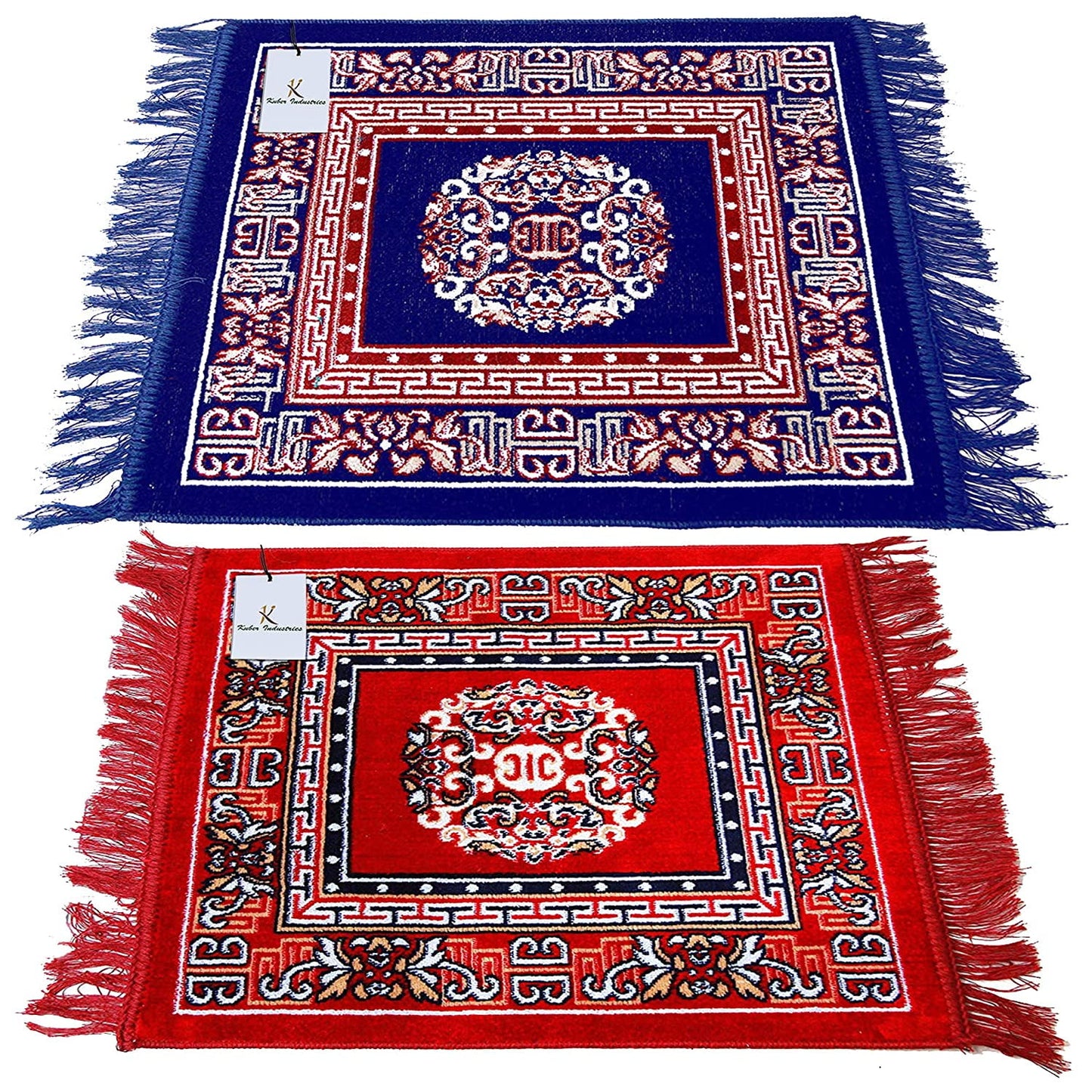 Kuber Industries Honey Traders Mat (Sky Blue & Red, Velvet, Standard)