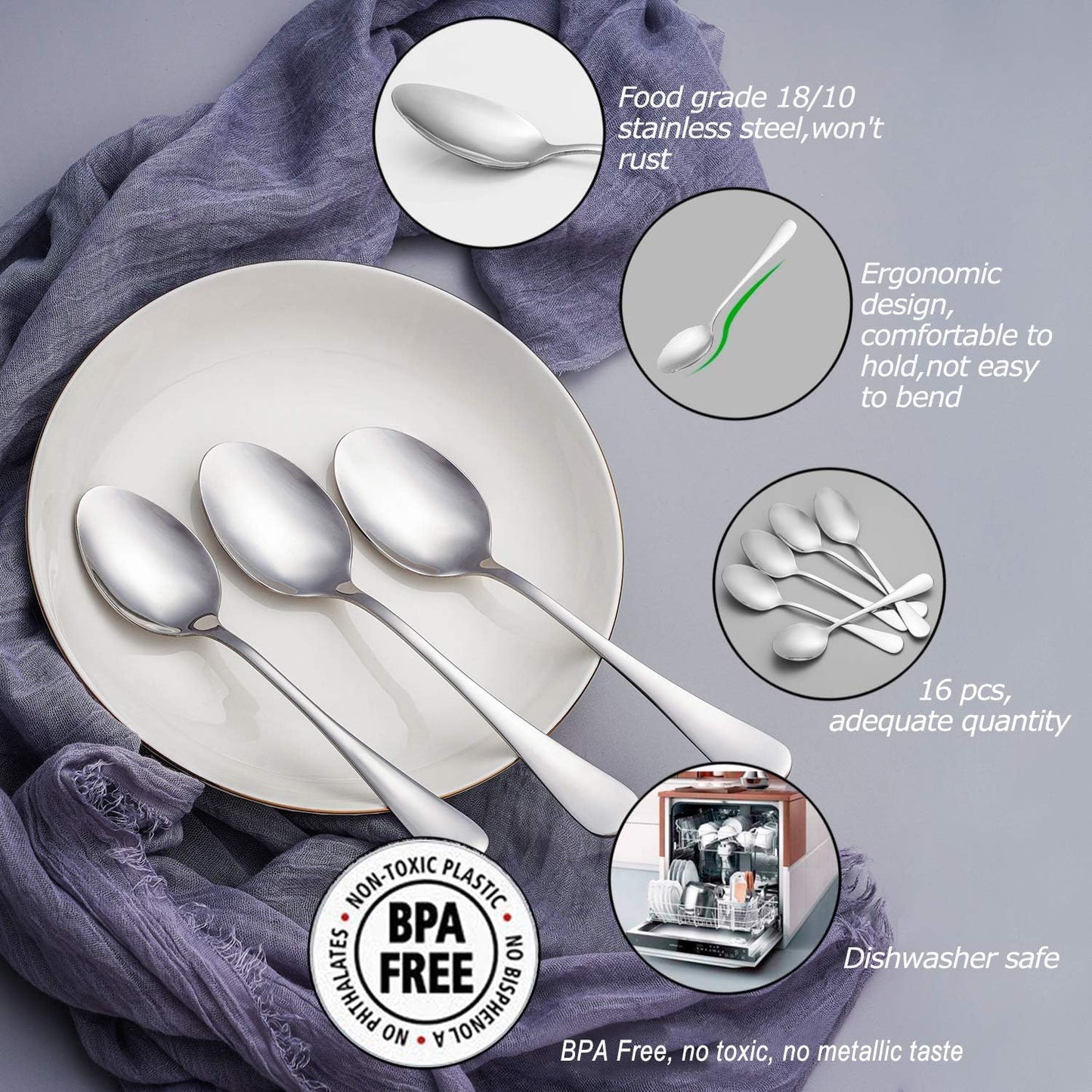 iKonbi Teaspoon Set Stainless Steel, 6.7 inch, Pack of 24