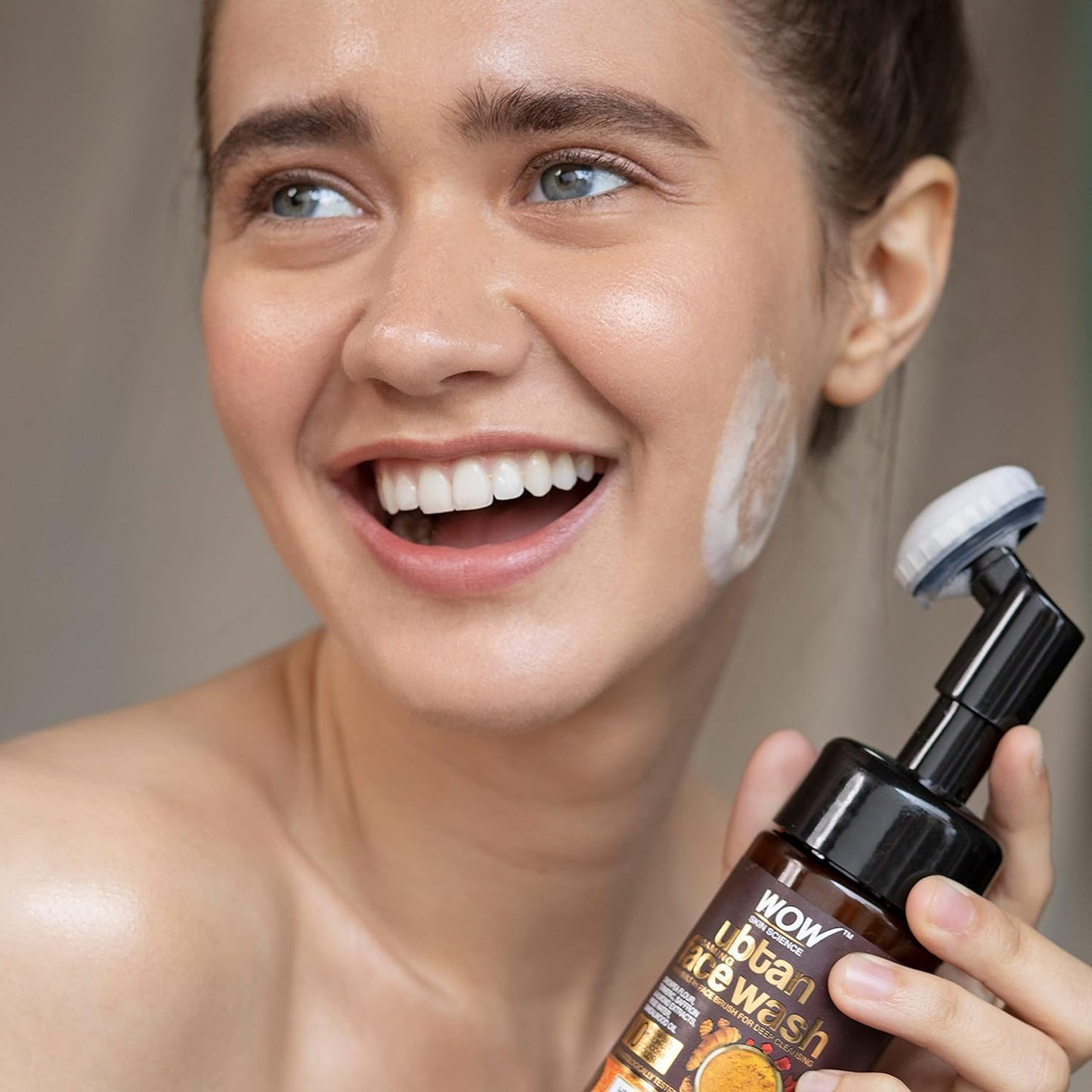 WOW Ubtan Foaming Facial Cleanser: 100 ml with brush