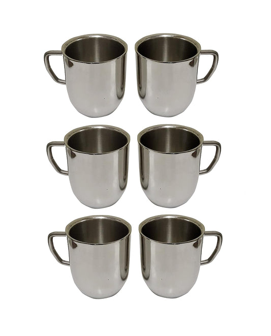 iKonbi Set of 6 Double Wall Large Cappucino Tea/Coffee Mugs- Set of 6, 250 ML