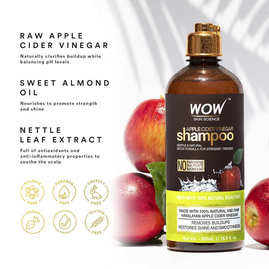 WOW Apple Cider Vinegar Shampoo: Pack of 2, 500 ml each