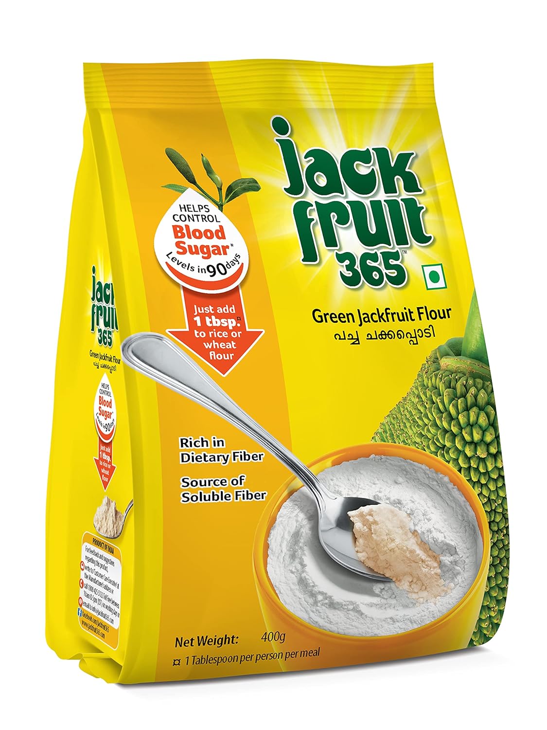 Jack Fruit 365 Green Jackfruit Flour, Helps Control Sugar Level, 14.10 Oz - 400 gm (Pack o